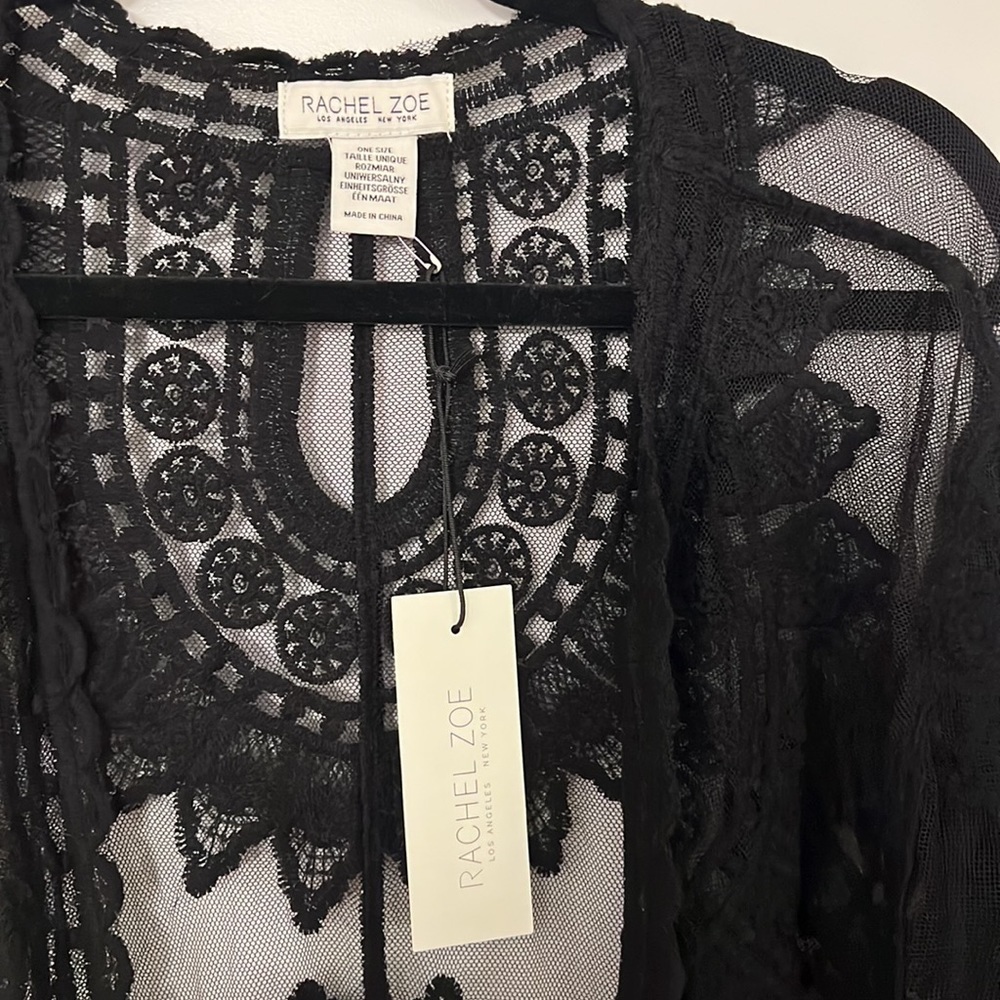 ❌SOLD❌ Rachel Zoe Black Lace Boho Coverup OS - Picture 3 of 6